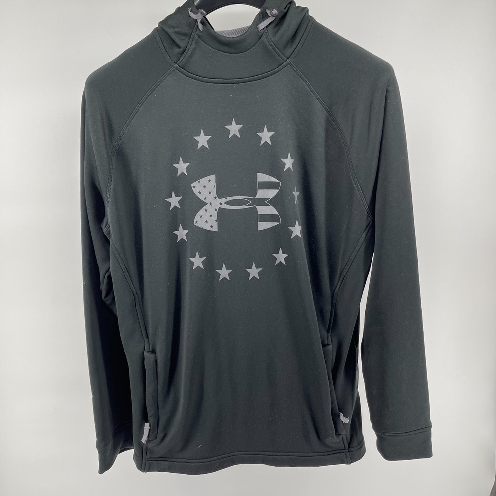 Under Armour Freedom Tech Terry Pullover Hoodie Mens Large Black USA‎ Military